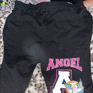 Kids Black 'Angel' Graphic Jogger Sweatpants